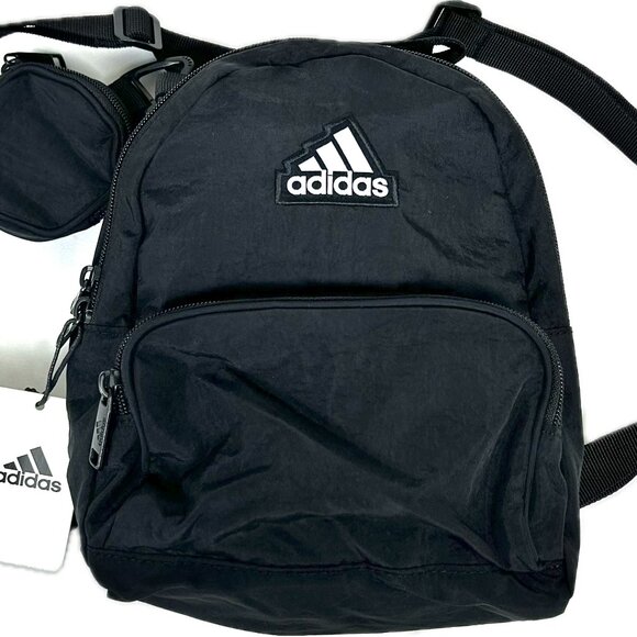 Adidas Must Have Mini Backpack & Coin Bag Set Black White Travel B20 NWT - Picture 1 of 10